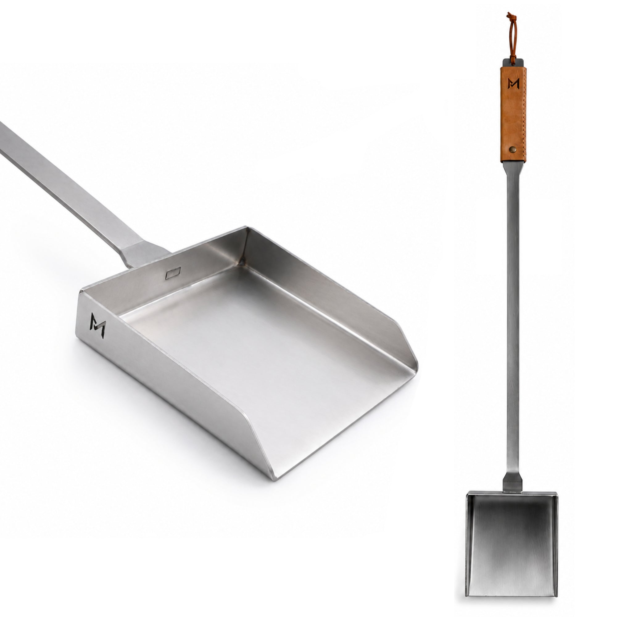Metaal Braai Shovel stainless steel with solid shaft and precision-cut head for durable coal handling
