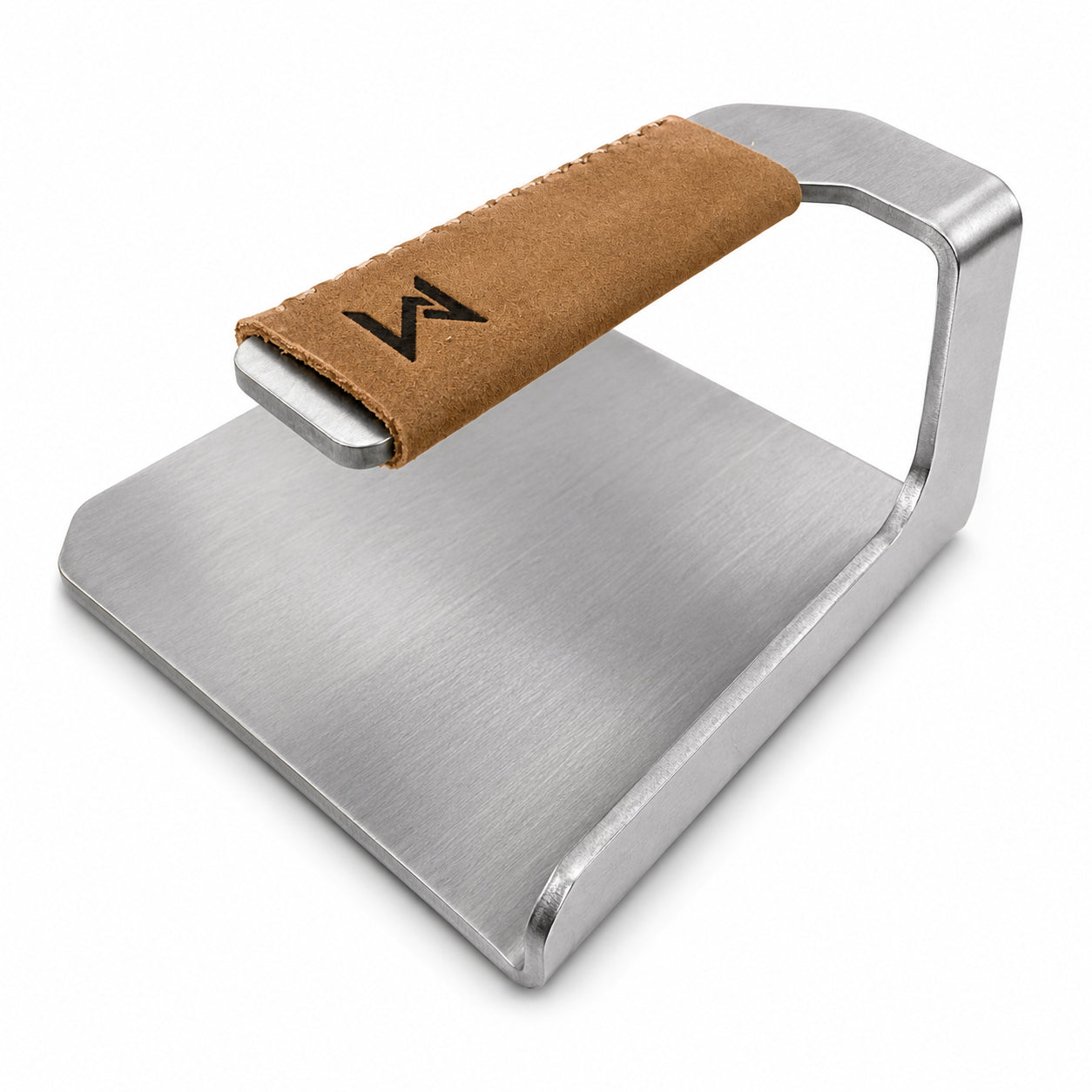 Metaal Burger Press stainless steel with genuine leather handle for perfect smash burgers