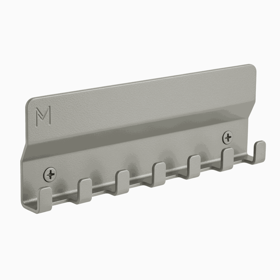 Metal Key & Correspondence Holder with magnetic surface and top lip for secure note storage, powder-coated mild steel, includes installation kit.
