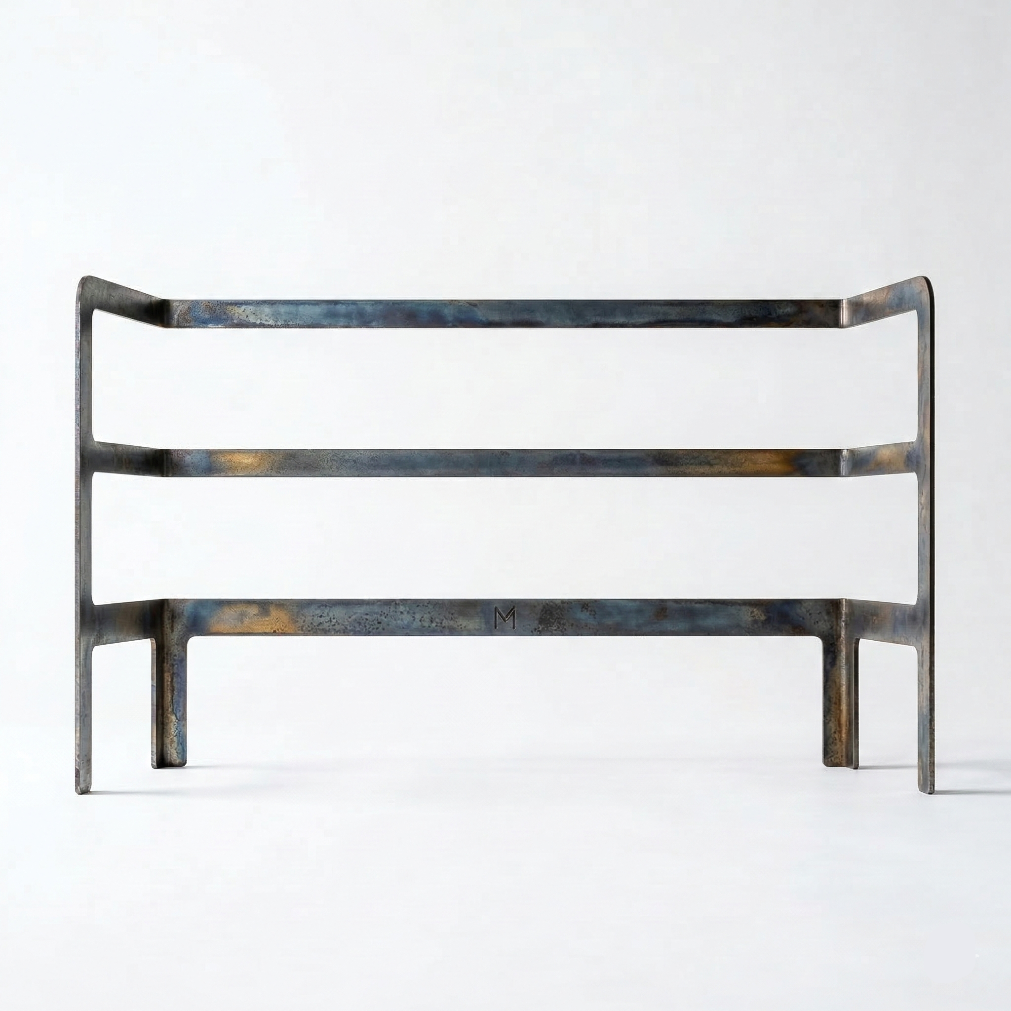 Raw Steel Braai Grid Stand in heavy-duty mild steel with triple-tier heat zones and stable four-point design