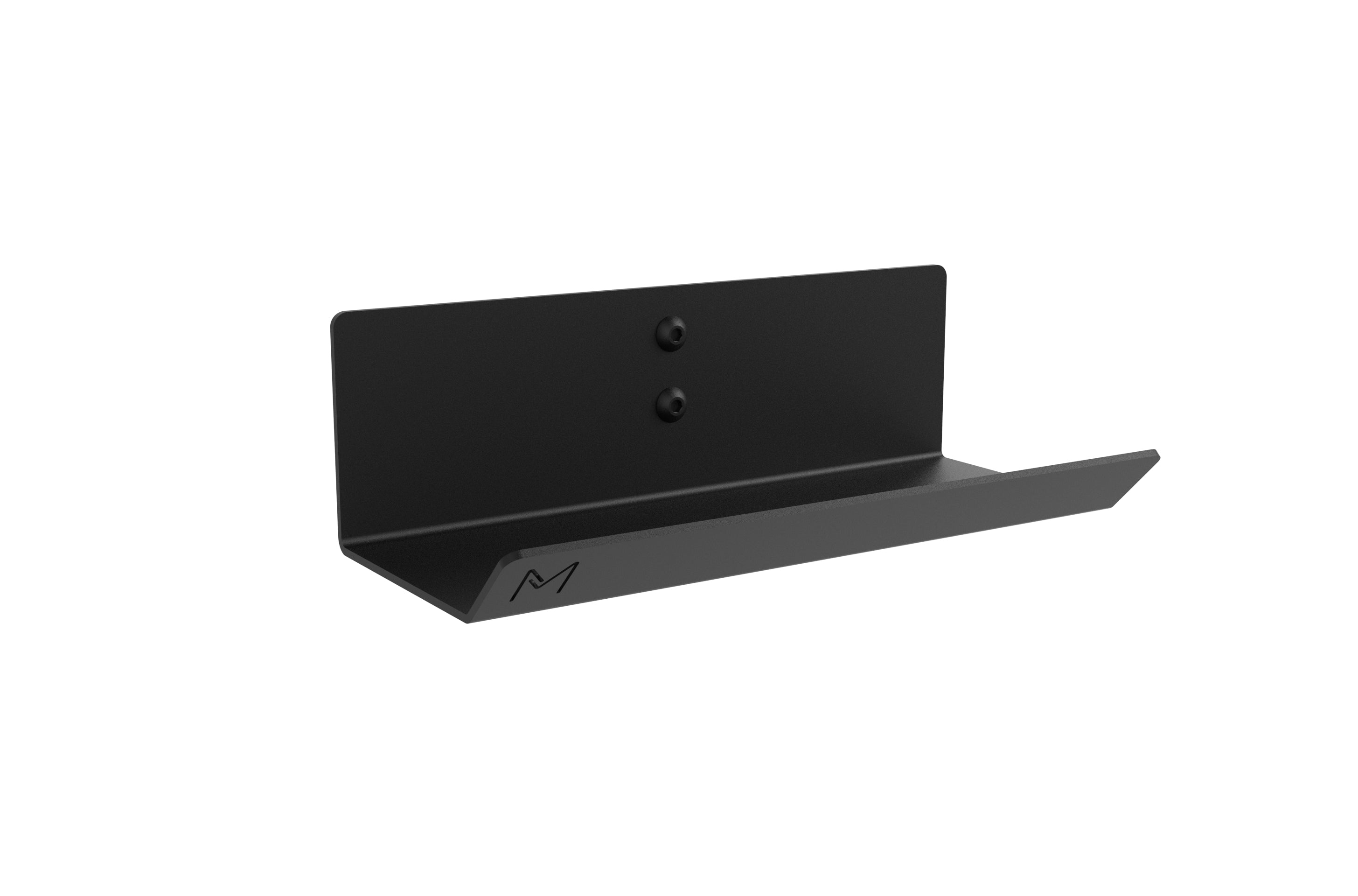 Black wall-mounted metal wine bottle bracket designed for minimalist and modular wine display