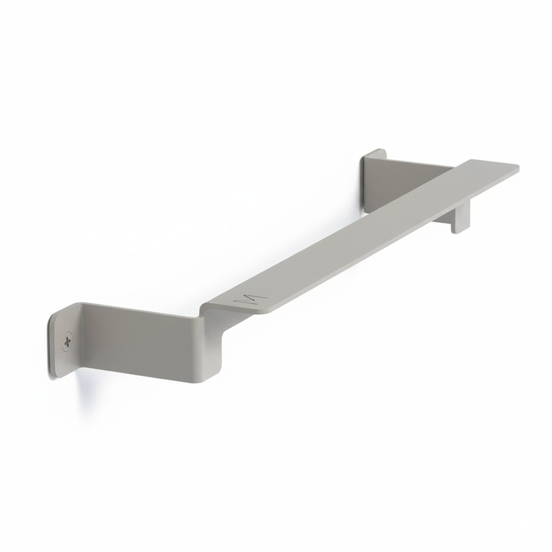 Minimalist stainless steel towel rails mounted on wall, available in three lengths, made in Cape Town for durability and elegance