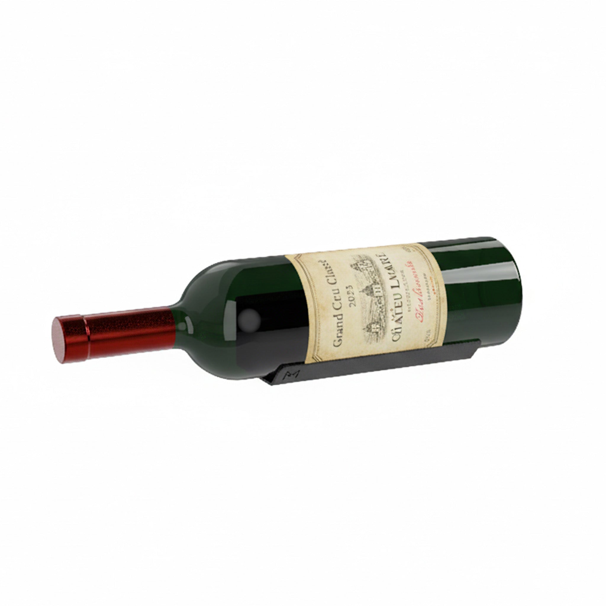Winebar wall mounted single wine bottle bracket holding a bottle of red wine
