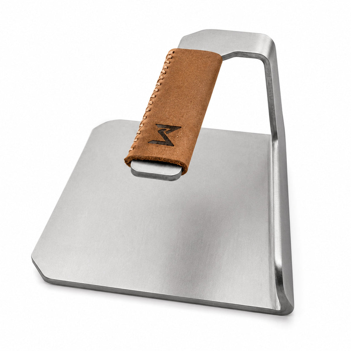 Metaal Burger Press stainless steel with leather handle for perfect smash burgers